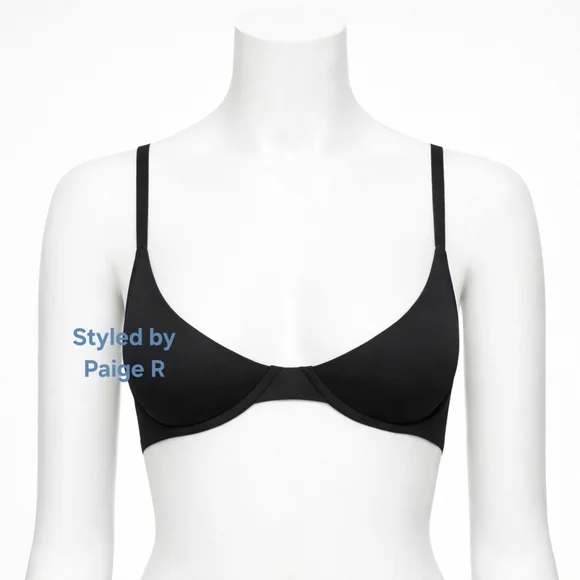 💕SKIMS Fits Everybody Lightly lined Underwire Plunge Scoop Bra Black Onyx 44DD - Picture 1 of 11
